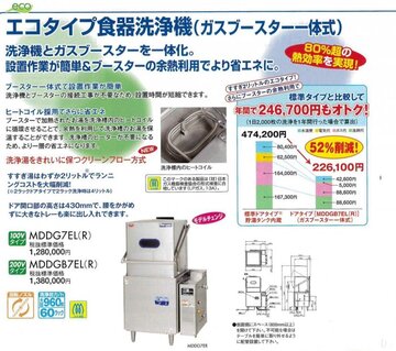 マルゼン　食器洗浄機(ガスブースター一体式）MDDG8EL(R) イメージ4