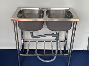 未使用ステンレス製2槽シンク DIY-7840N イメージ1
